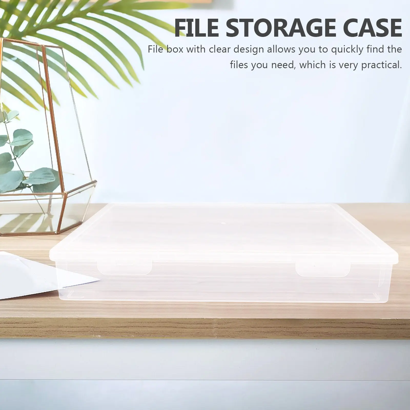 

PP Plastic Flat Document Storage Box for Home Office File Organization Clear Design with Lid Stackable Space Saving File Box