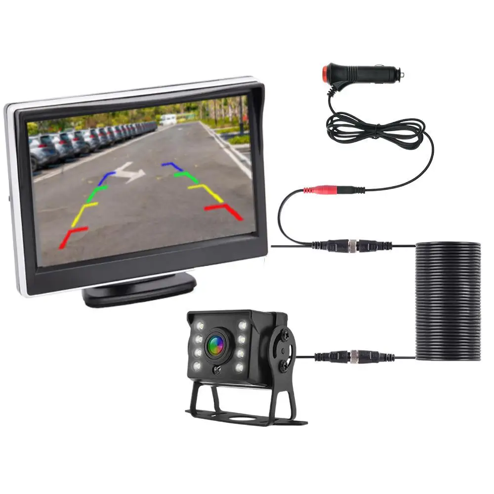 

Universal Parking Revese CCD HD Car Rear View Camera With 5 Inch Monitor For Truck Screen LED Night Vision Waterproof