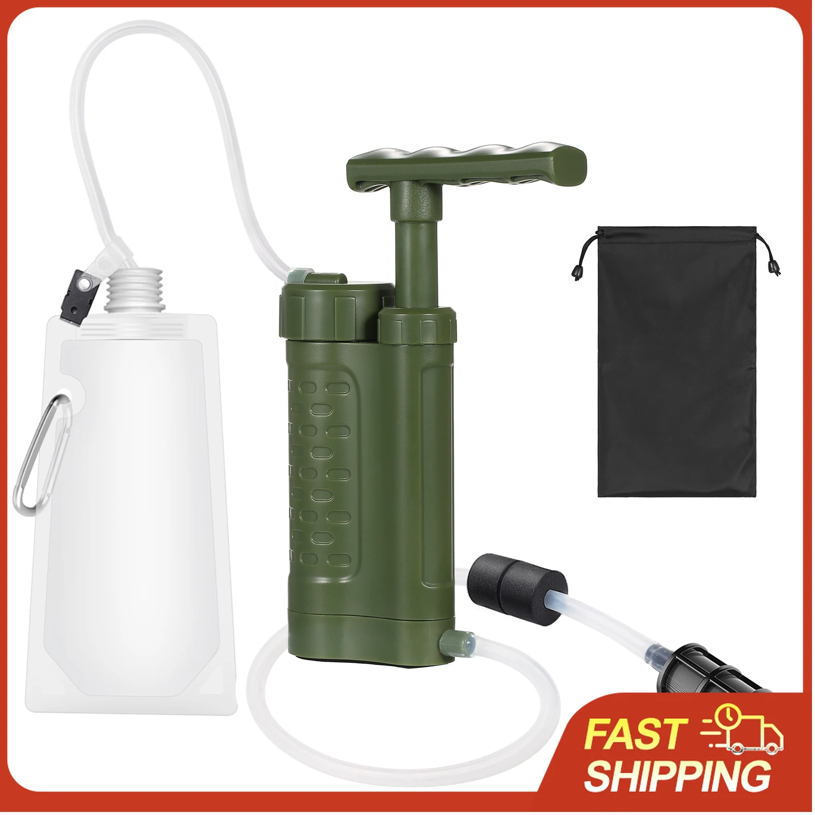 

Water Purifier Pump Water Filtration System with 0.01 Micron Water Filter Portable Outdoor Emergency Survival Gear for Emergency