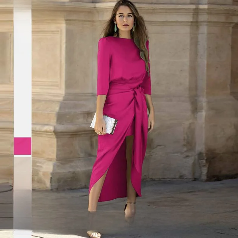 تنورة Ele Satin Wrap Dr عالية الخصر بأشرطة ميدي Dr للسيدات من Faionable Ele Dr موسم الصيف الأساسي Sle #1