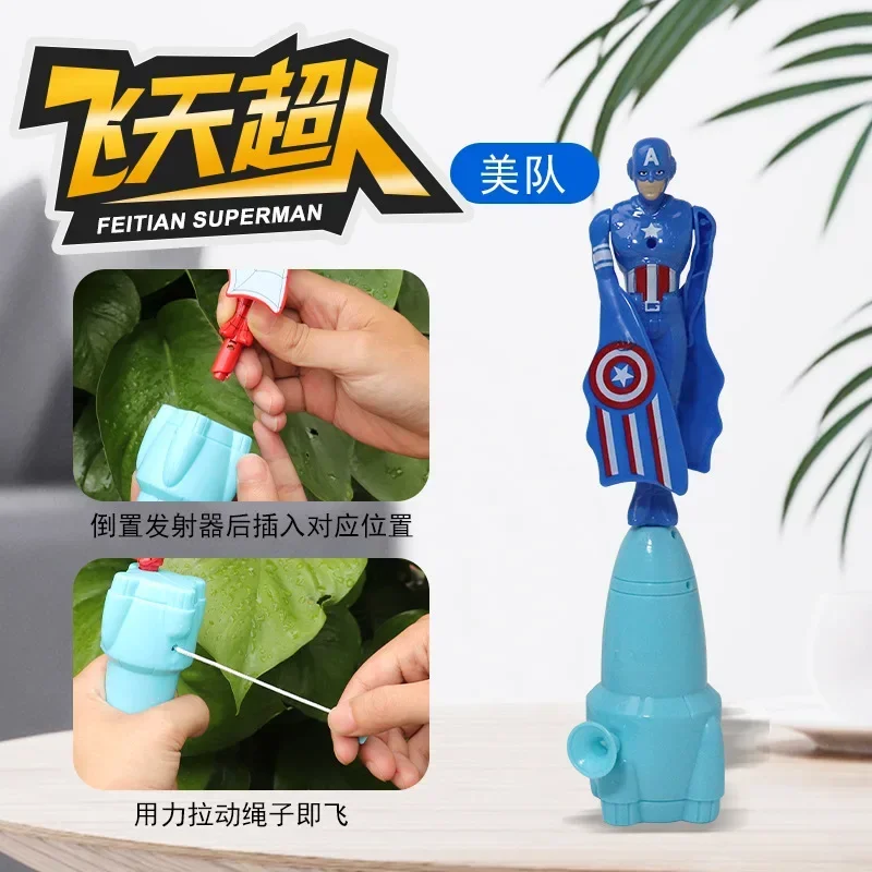 Anime Spiderman Bamboe Dragonfly Vliegend Speelgoed Iron Man Kapitein Roterend String Vliegend Speelgoed Buitenspeelgoed voor Jongens Kinderen Cadeau