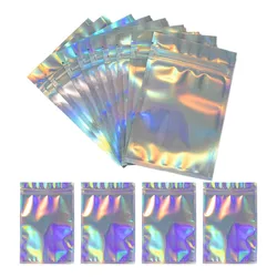 10Pcs/Lot Self-Sealing Laser Transparent Holographic Packaging Cosmetic Bag Gift Jewelry Pouch Display With Foil Zip Lock Bags