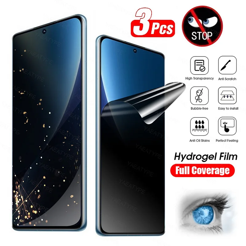 3Pcs For Privacy Hydrogel Film Xiaomi Redmi Note 13 4G Screen Redmi Note 13 Pro 5G Without Fingerprint Ulock Screen Protector