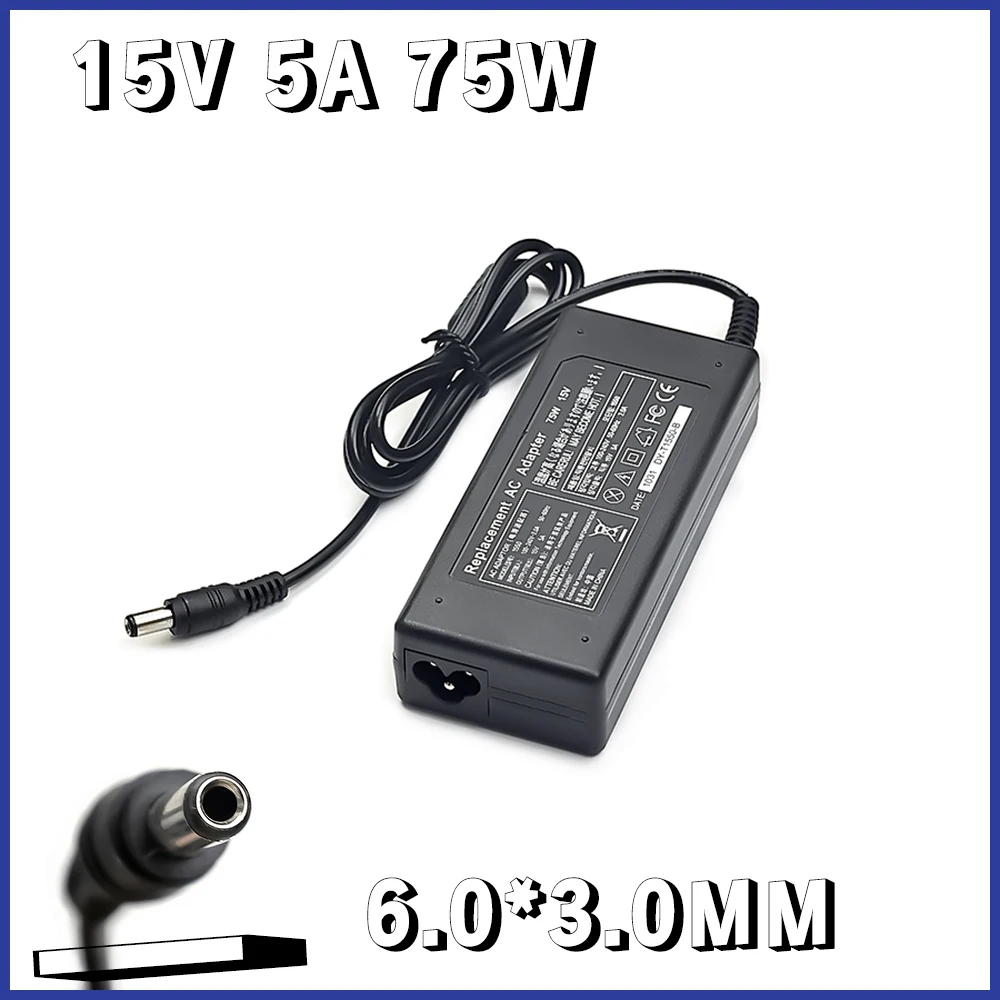 Adaptateur secteur 15V 5A 6.3*3.0mm Chargeur d'alimentation pour ordinateur portable Toshiba Tecra A6 A7 A8 A9 A10 Satellite M3 M10 M15 M20 M30 M35 M45
