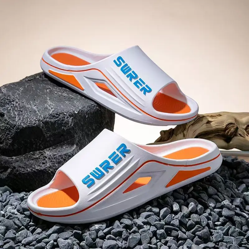 

Мужские повседневные спортивные тапочки с открытым носком на толстой подошве, нескользящие легкие домашние тапочки на мягкой подошве с защитой от запаха, тапочки для ванной комнаты