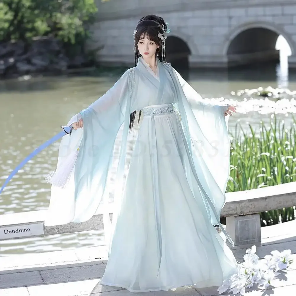 

Женский элегантный винтажный комплект ханьфу, традиционное восточное платье Weijin, одежда китайской феи, карнавальный костюм, костюм принцессы