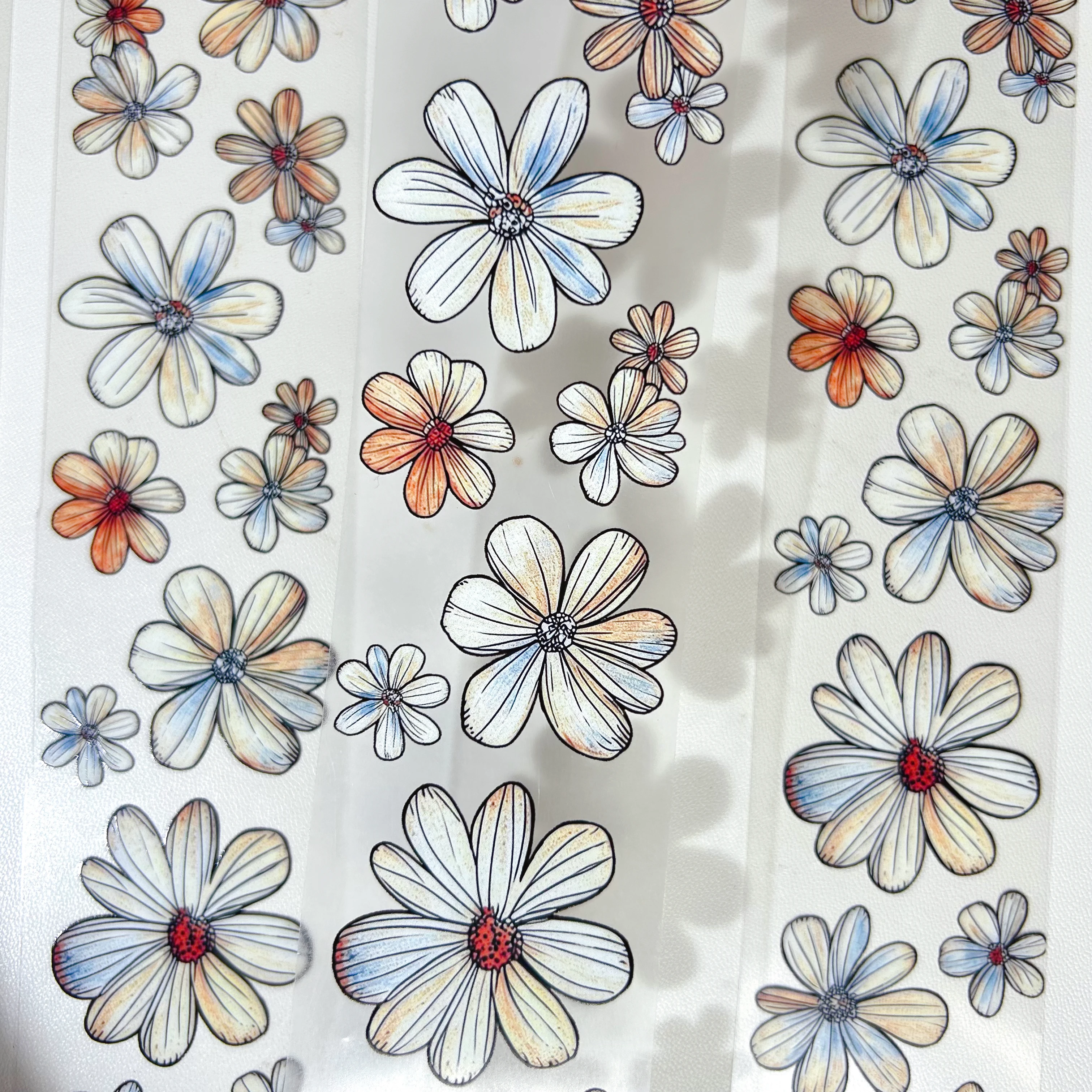 Chrysanthemum Painting Retro Three Tone Floral PET Washi Tape Cold Warm Mixed Broken Flower Decor For Journal Scrapbook Collage