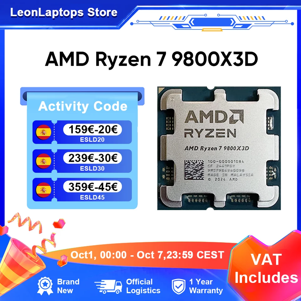 AMD Ryzen 7 9800X3D Processor 8C/16T 120W up to 5.2 GHz L3=96M L2