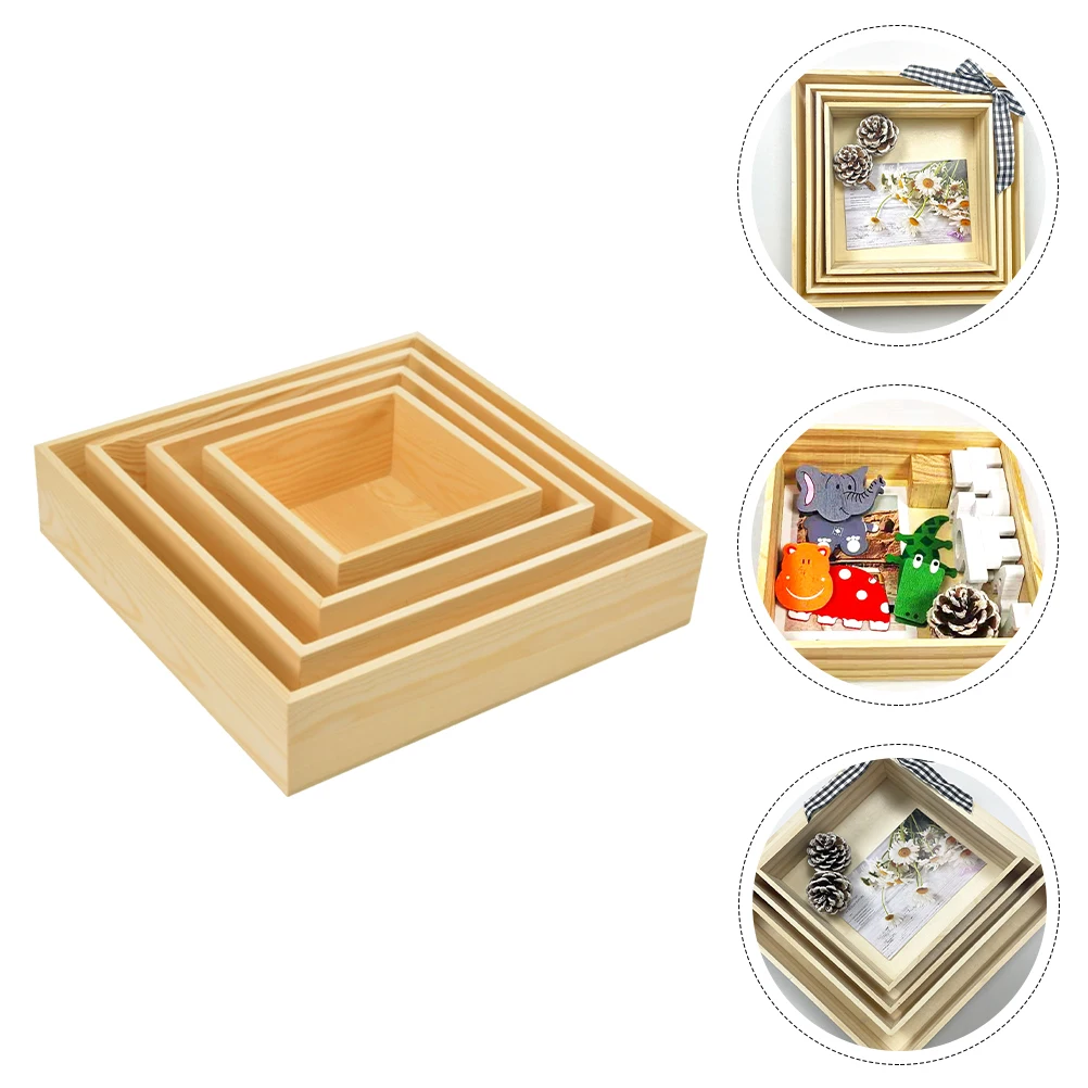 

4pcs Wooden Storage Box Desktop Organizer Sundry Home Organizing Case Gift Packing Container Multifunctional Tabletop