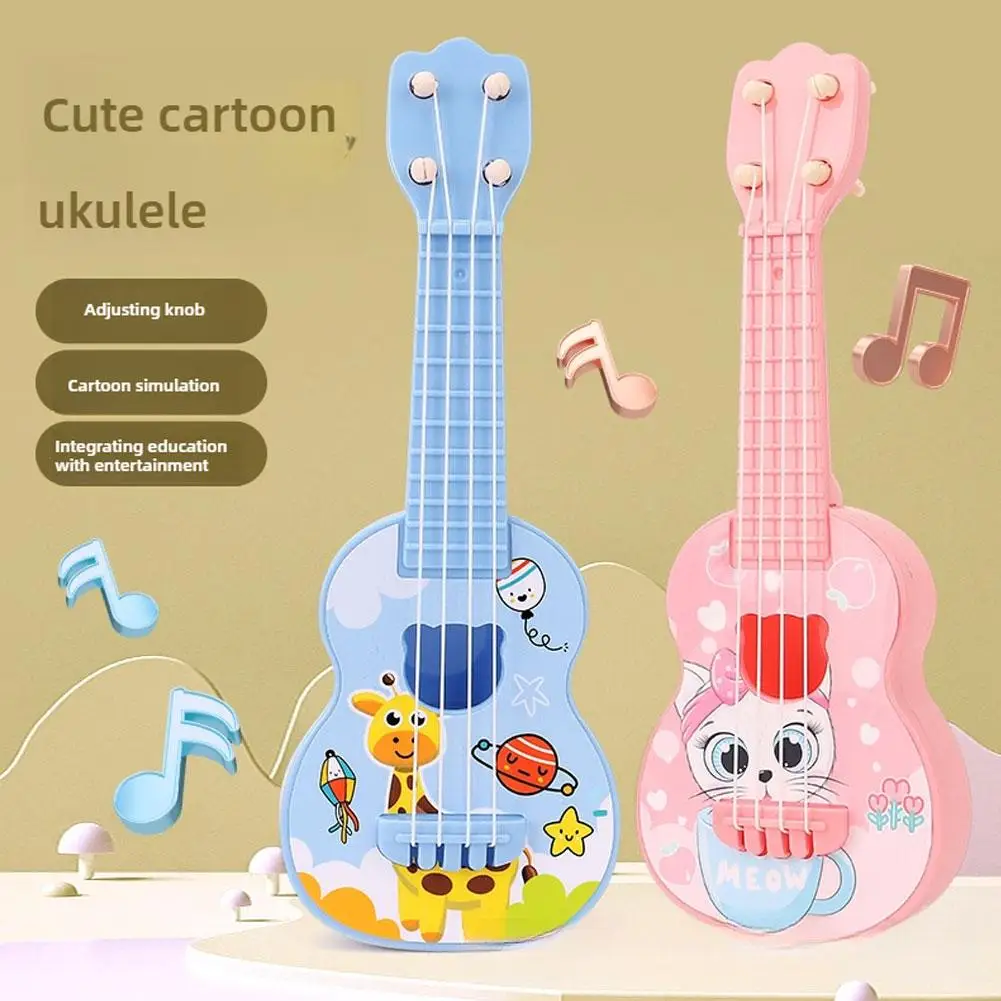 Mini instrumento de guitarra pode tocar música simulação brinquedo ukulele crianças guitarra brinquedo menina menino iniciantes presente aniversário