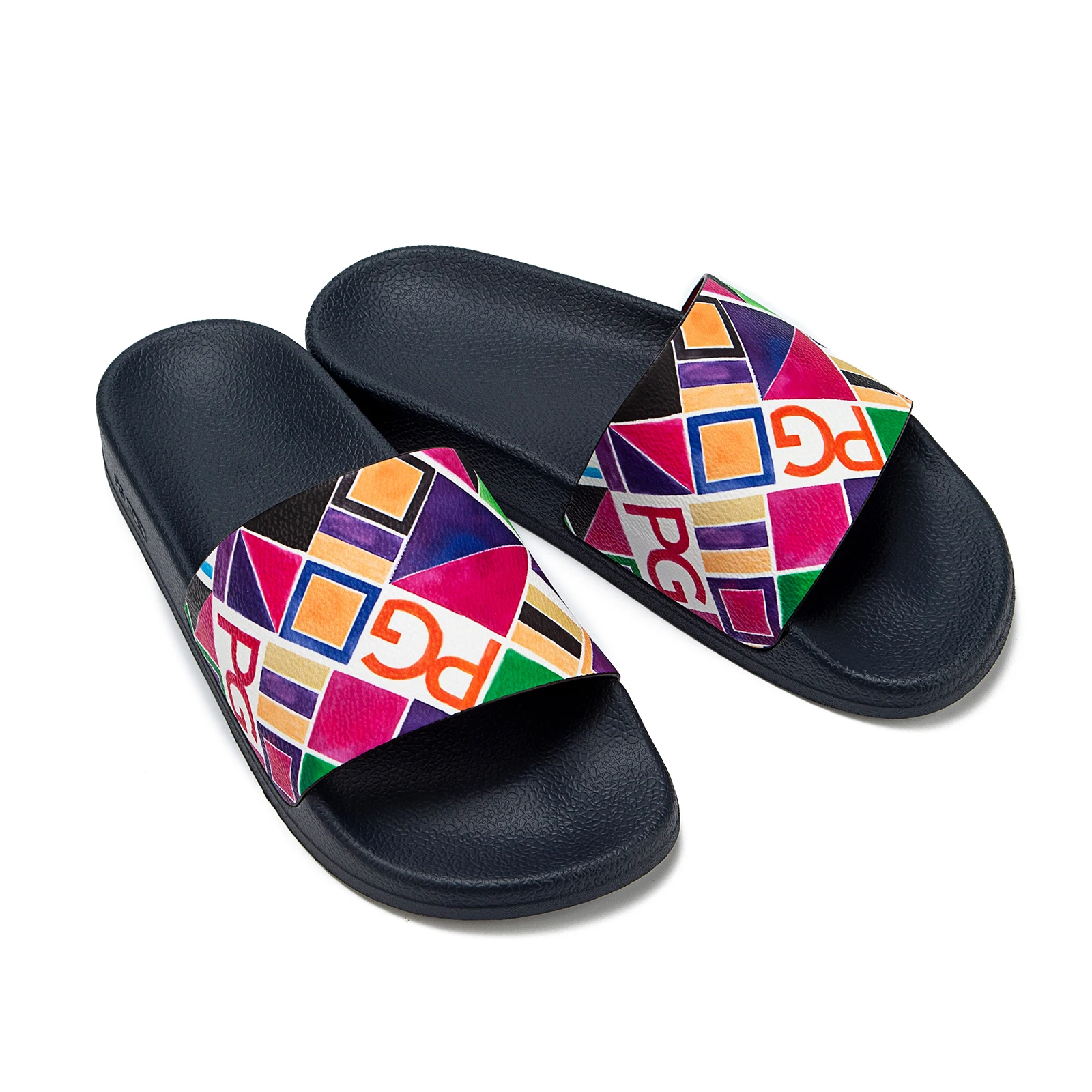 PG New Fashionable Classic Simplicity Women's Slippers PVC Material Letter Printing Outdoor Casual Flat Bottom Slippers