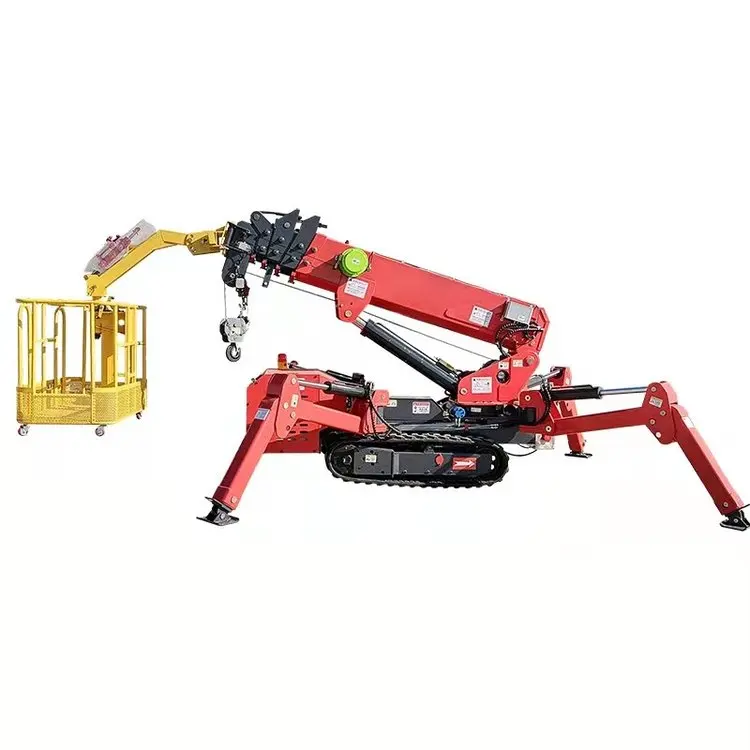 Fly Jib Spider Crane 3 Ton 8 Ton Electric Spider Crawler Crane Small Knuckle Boom Spider Crane for Construction Site Handling