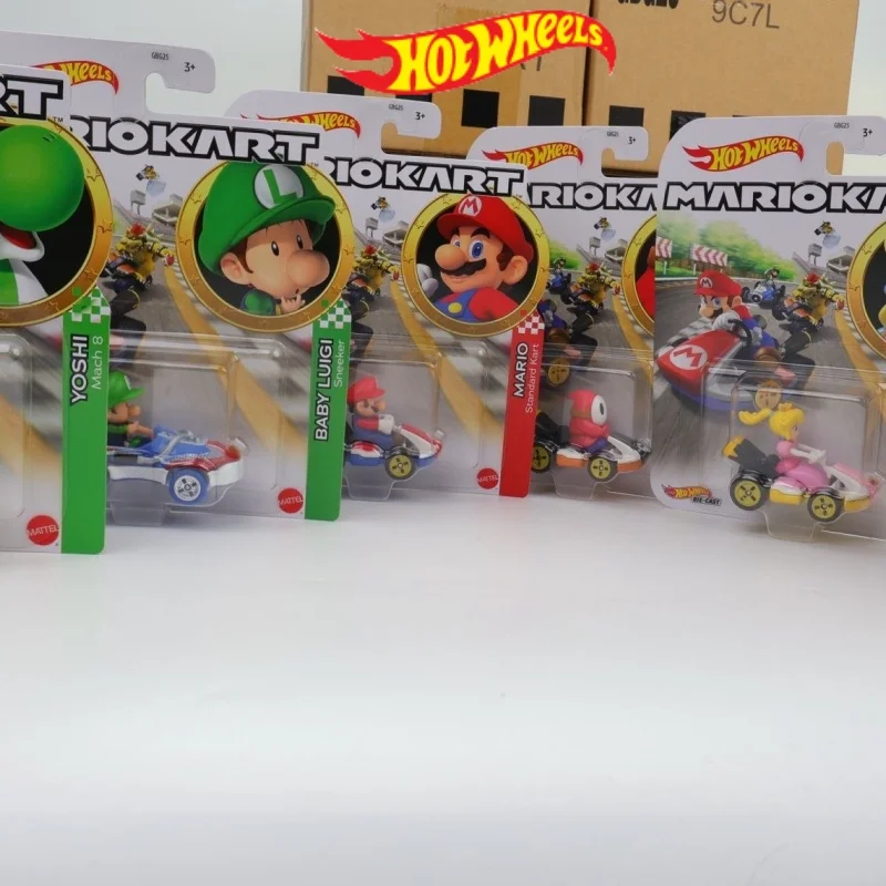 Original Hot Wheels The Super Mario Bros Movie Kart Wario Luigi Plumber Van Koopa Troopa Toad Donkey Kong Cast Model Car Gift