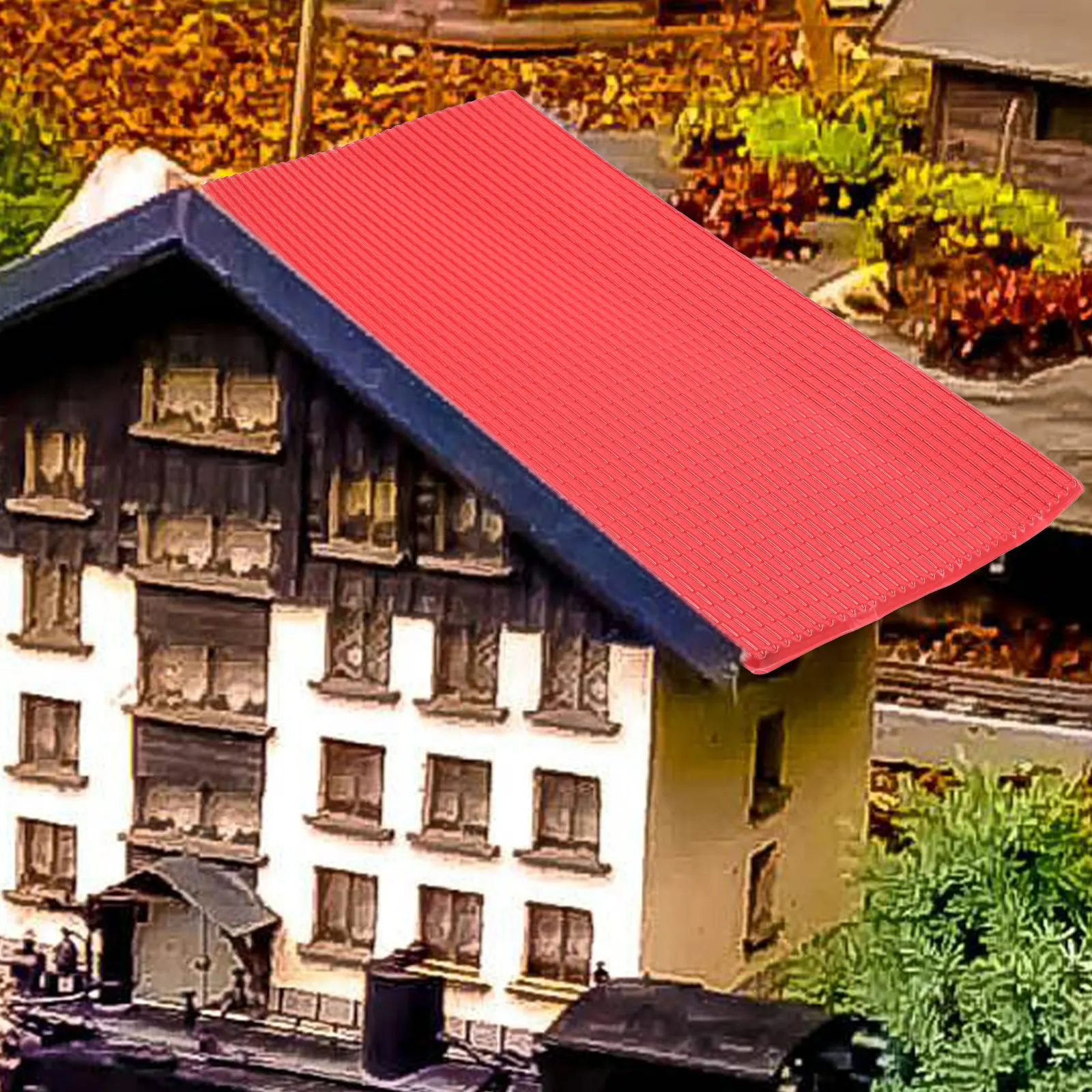 1 Sheet Mini Roof Tile PVC Realistic Rustic Texture Lifelike Small Scale DIY Mini House Garden Farm Sand Table Decoration Basing