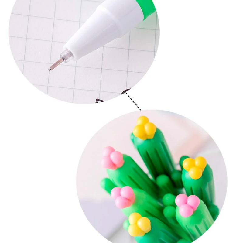 100 Pcs Creative Flowering Cactus Gel Pens Black Ink Student Stationery Kawaii Accessories and Kawaii School Supplies Boys Girls