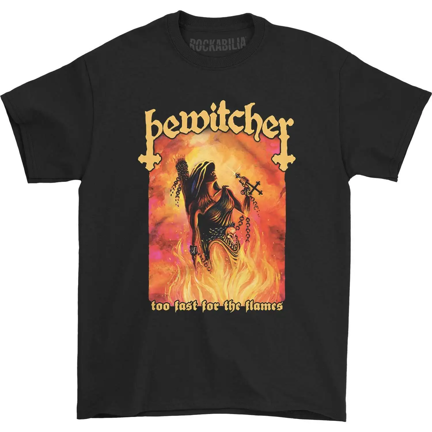 Men's Bewitcher Flames Tee T-shirt Small Black