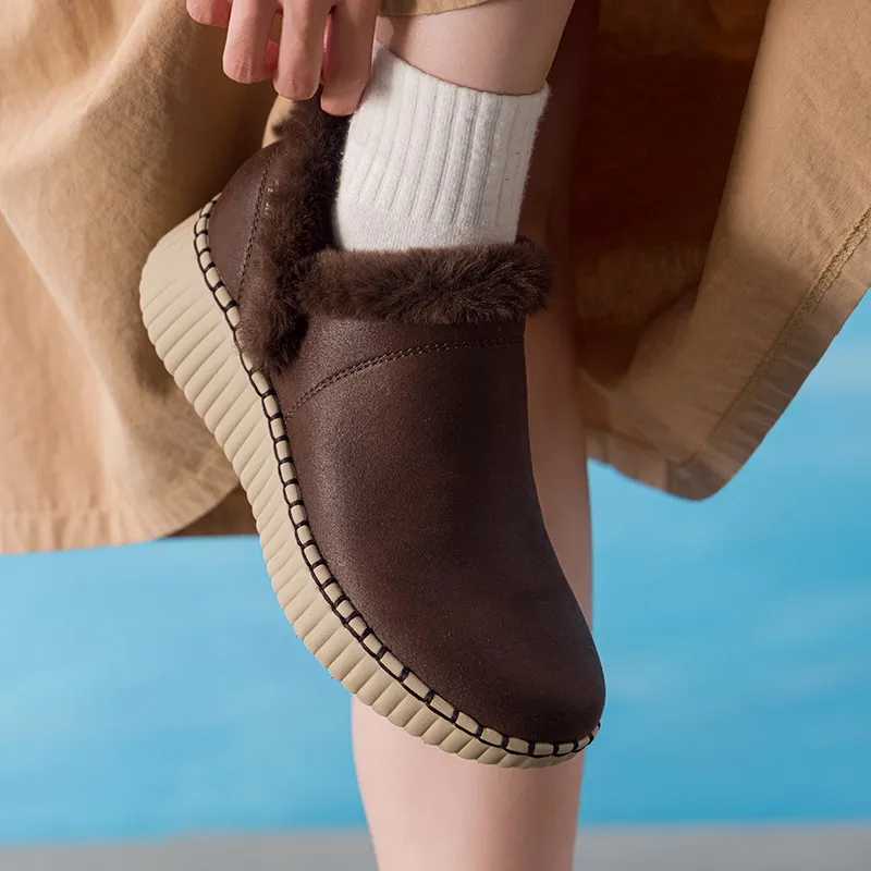 Womens Skechers Low‑Cut Winter Booties 30989S‑CHOC Plush Fleece Inside Wedge Heel Comfort Warm Ankle Boots