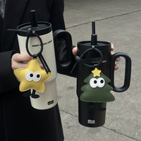 Large capacity ounce glass with handle lid straw 720ML stainless steel water bottle vacuum insulated cup travel car coffee cup