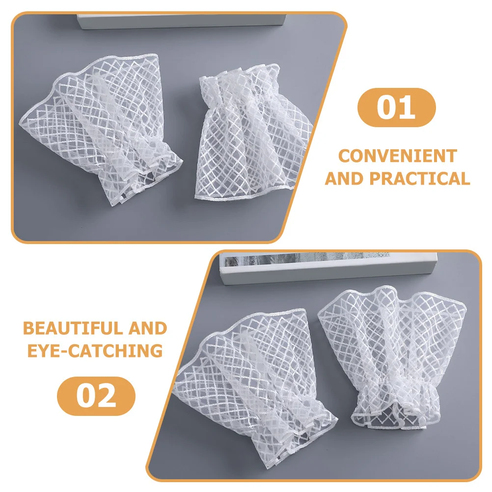 1 زوج الأزهار الدانتيل المعصم للنساء انفصال كم اكسسوارات الأبيض الدانتيل الأصفاد فساتين راقية الأصفاد اليد لوليتا نمط المعصم