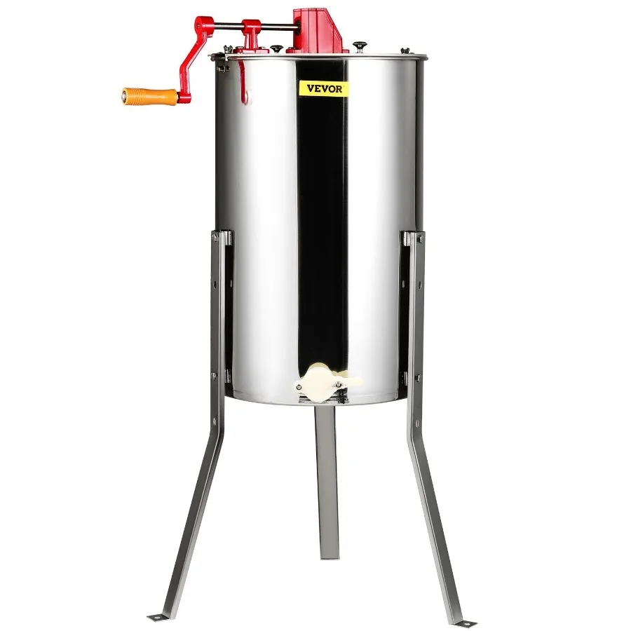 Manual Honey Extractor 3 Frames Honey Spinner Extractor Stainless Steel Beekeeping Extraction Honeycomb Drum Spinner with Lid A