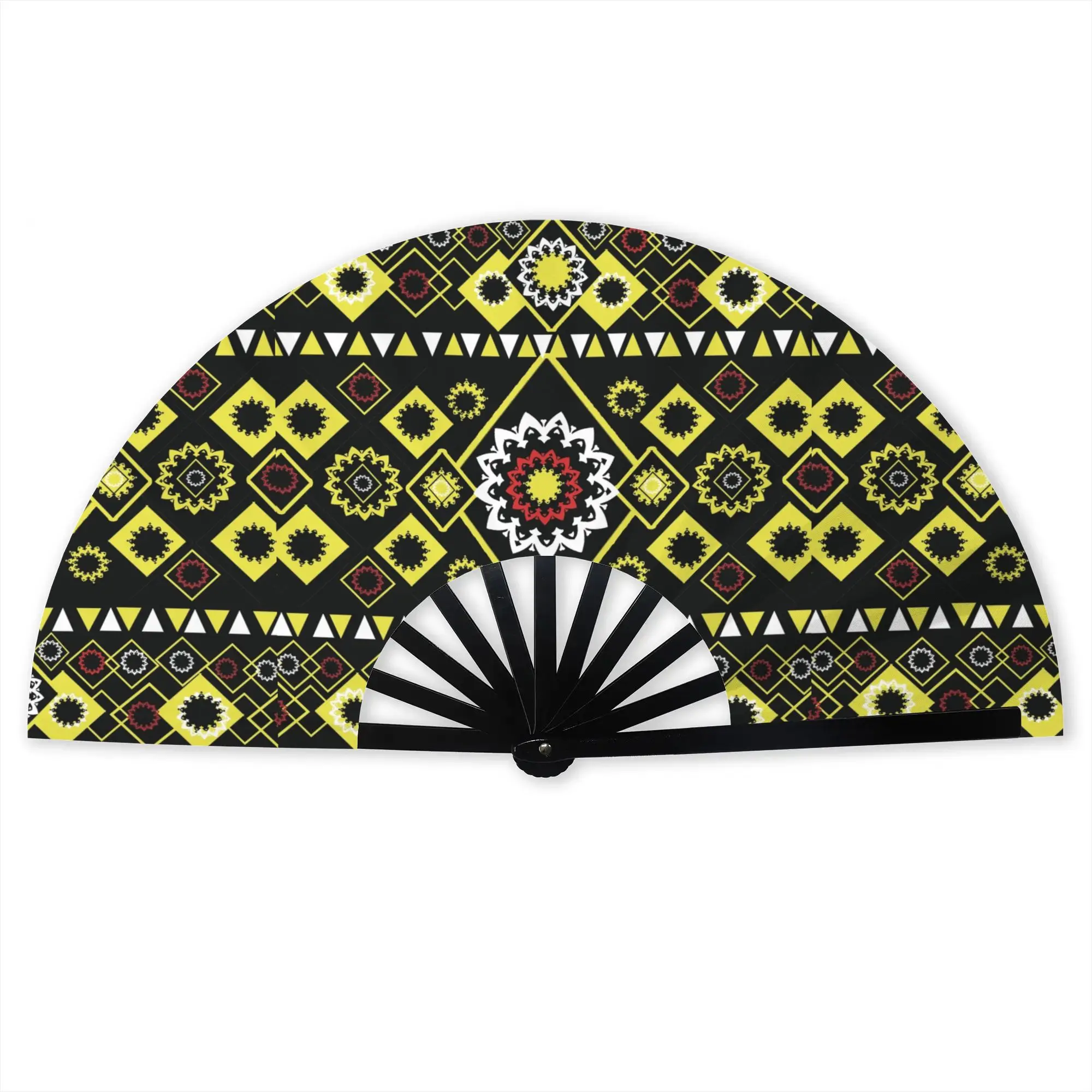 African Ethnic Style Pattern Portable Pocket Fan Outdoor Pattern Folding Fan Chinese Dance Cooling Handheld Fans