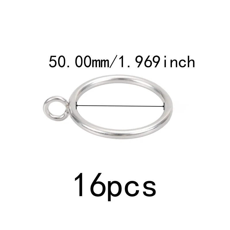 Smooth Sliding On Rod 50mm Iron Drapery Rings, 16 pcs, Bedroom Blackout Drapery, Multipurpose, Versatile, Silver
