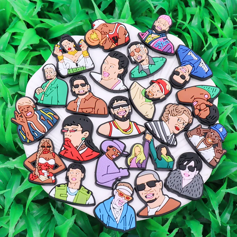 1-22PCS PVC Buckle Clogs Pins Fashion Beautiful Woman Handsome Man Shoe Charms Fit Wristbands Garden Shoes Button Decorations
