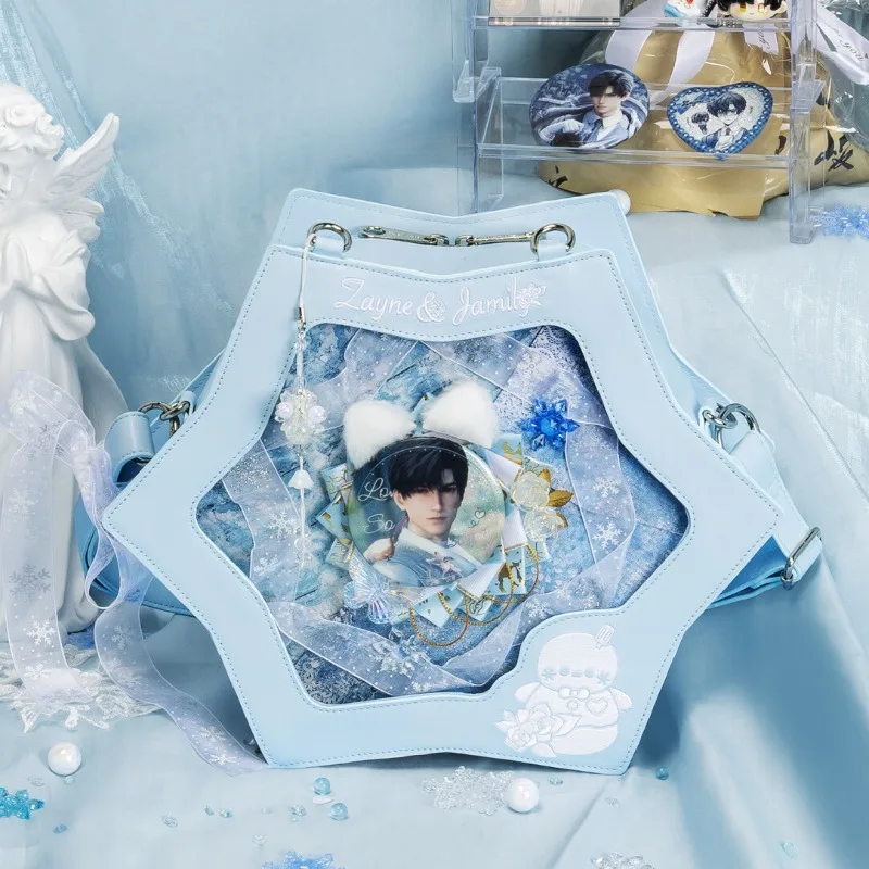 

Large Capacity Love and Deepspace Cosplay Zayne 30x30x10cm Snow Leather PU Transparent Backpack Messenger Bag Handbag