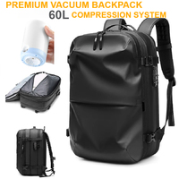 60L Vacuum Compression Travel Backpack for Men - 17 Inch Laptop Bag with Large Expandable Capacity, Business & Hiking Backpack