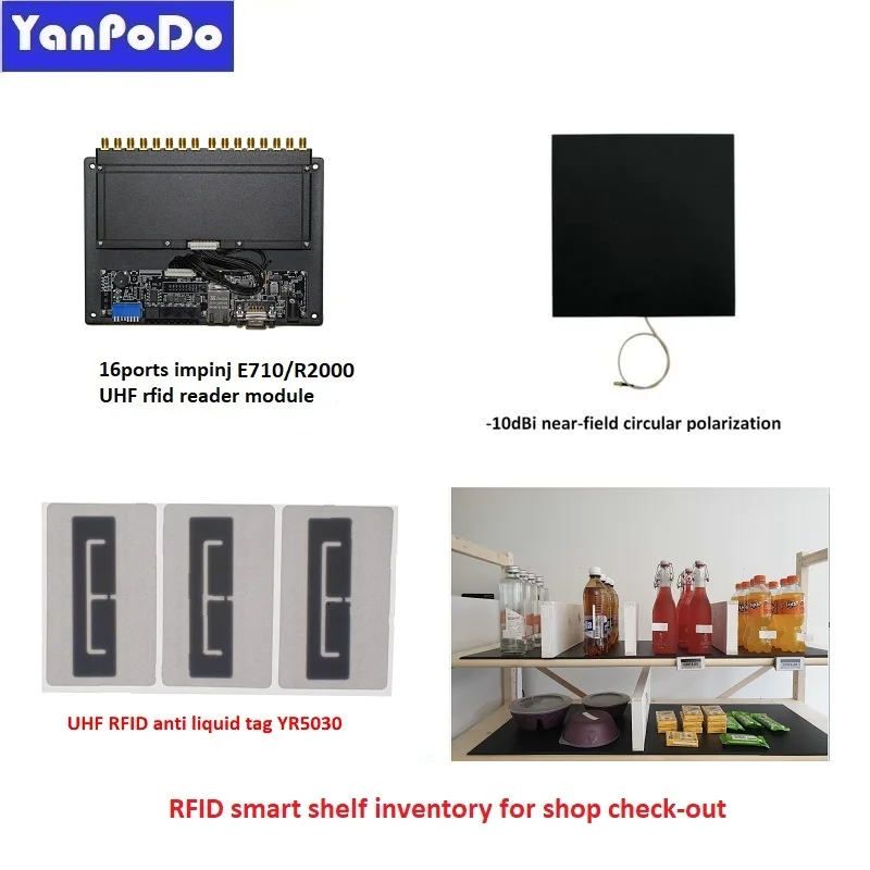 Imagem -05 - Yanpode Impinj-módulo Leitor Rfid Uhf 860-960mhz Iso18000 6c Uhf com Tcp ip Placa Rs232 16 Portas de Antena E710