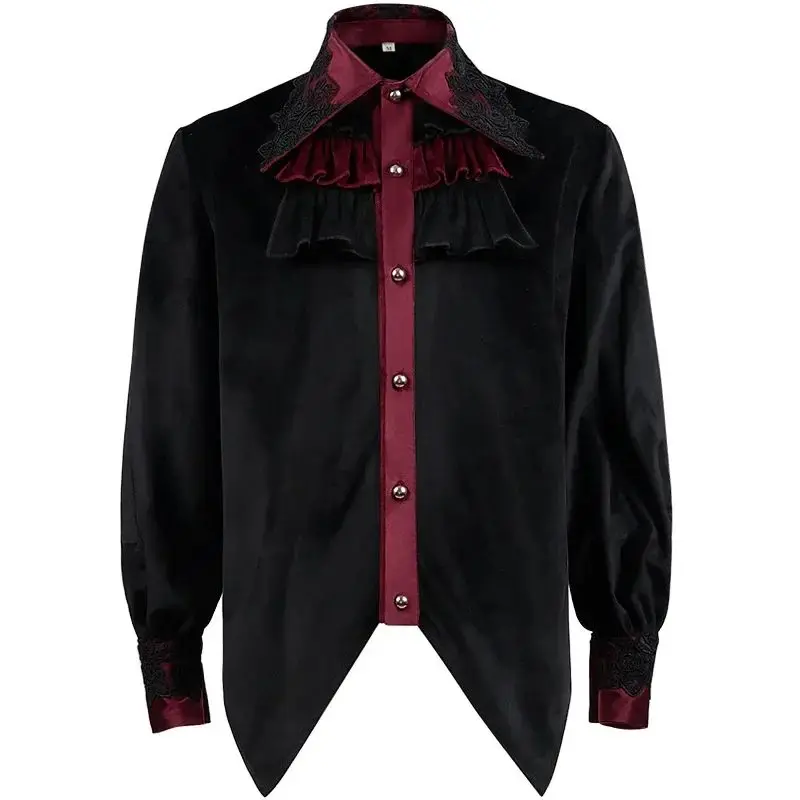 

Men's Bla Ruffled Pirate irts Renaissance Special Wide Fit Collar Fce Lined Thi Nine Sve Autumn irt