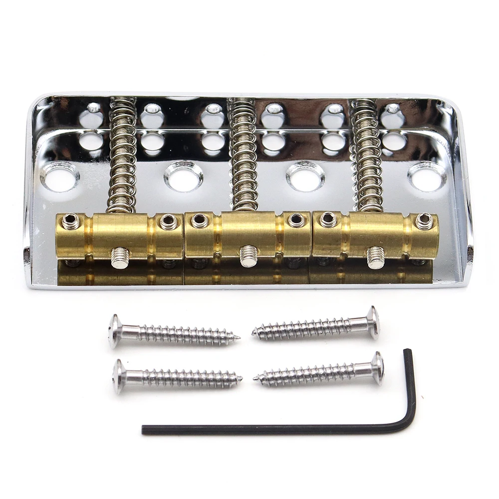 1set Electric Guitar Bridge 6 string Bridge Brass 3-Saddles for Tele Telecaster Electric Guitar