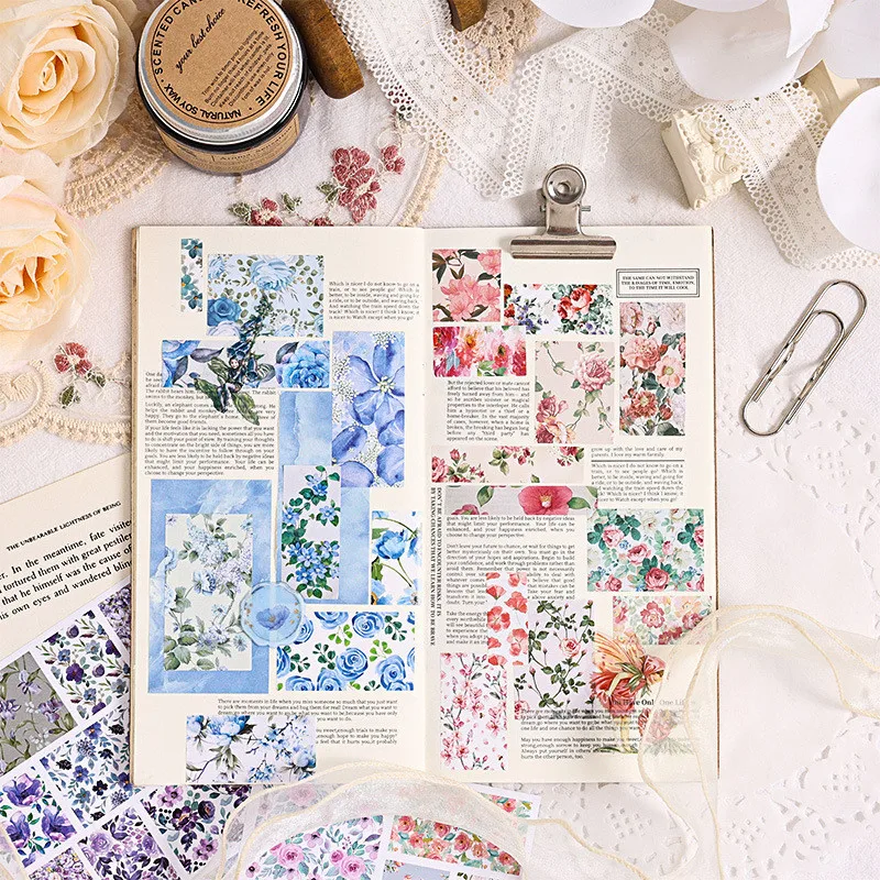 Journamm 4pcs/pack Plant Flowers Stickers Self-adhesive Stickers DIY Scrapbooking Art Collage Photo Album Aesthetics Stationery