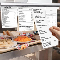 20cm Restaurant Ticket Holder Aluminum Order Rack Receipt Holder Silvery Kitchen Slide Check Rack for Office Cafes Pubs