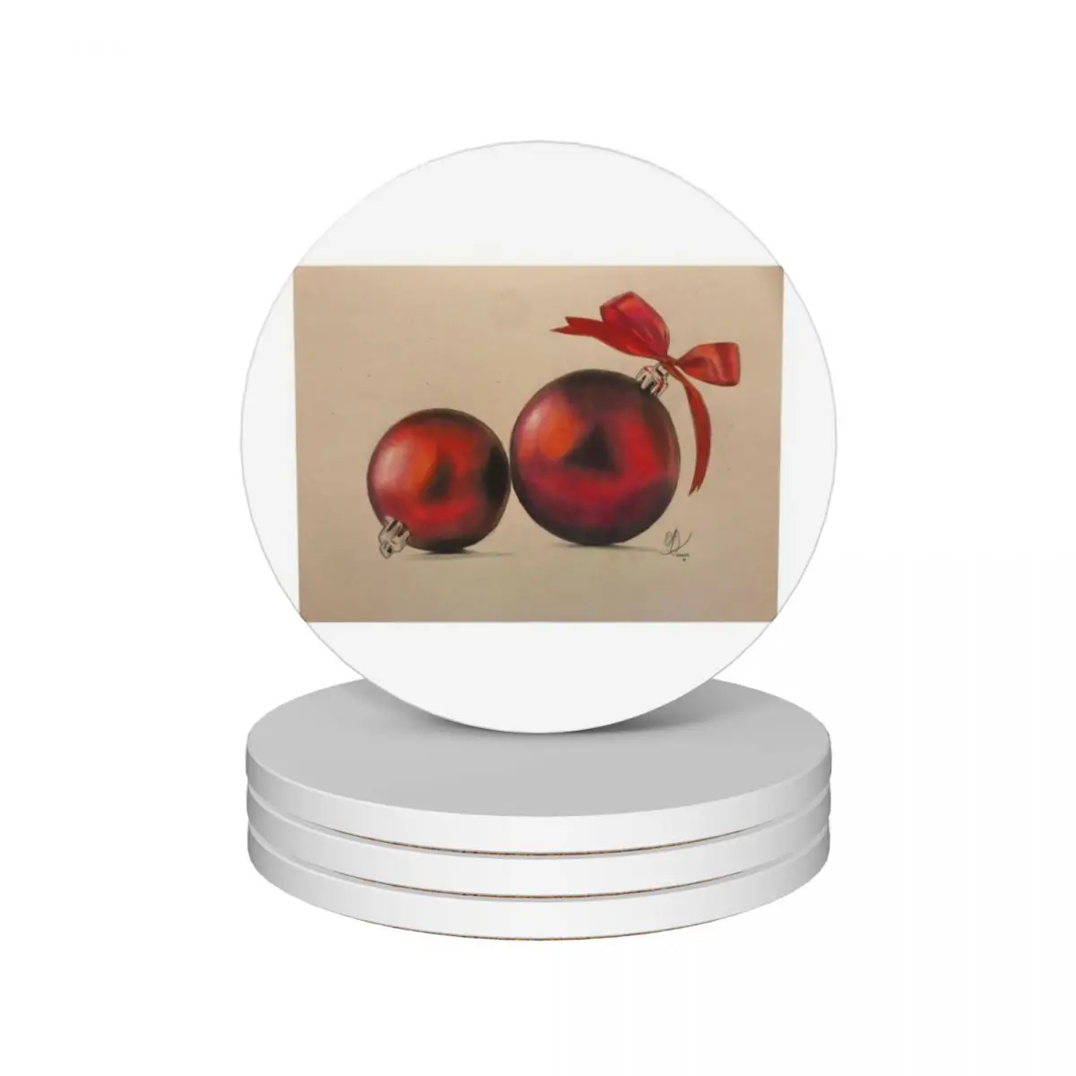 

Red Christmas ornaments Ceramic Coasters (Set of 4) cup pads bulk holder Coasters