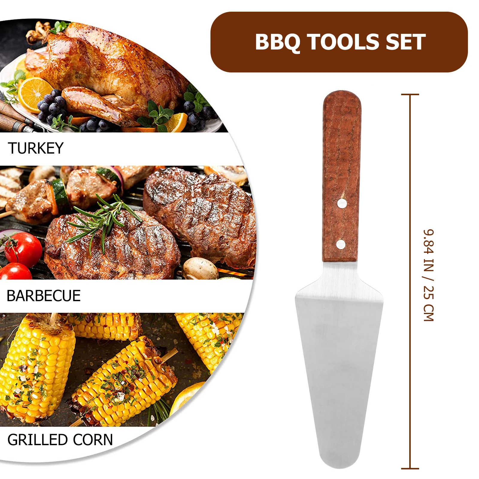 

Stainless Steel Bbq Tools Set Durable Lightweight Outdoor Barbecue Utensils Kit Corrosion Resistant Premium Wood Handle