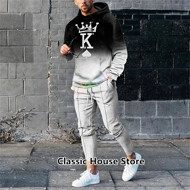 Grappige Glimlach 3d Bedrukte Hoodie Broek Pak Mode 2 Stuks Sportkleding Trainingspak Set Casual Sweashirt Trui Herfst Winter Kleding