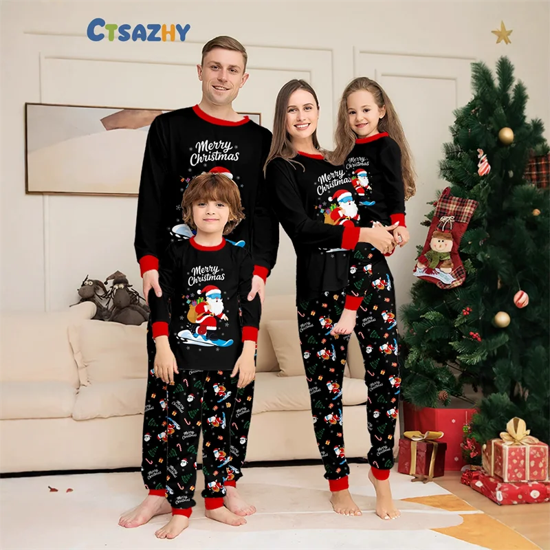 Christmas Sets For Family Matching Holiday Festive Pajamas Suits Parent-Child Cartoon Sleepwear Xmas Women Men Children Outfits