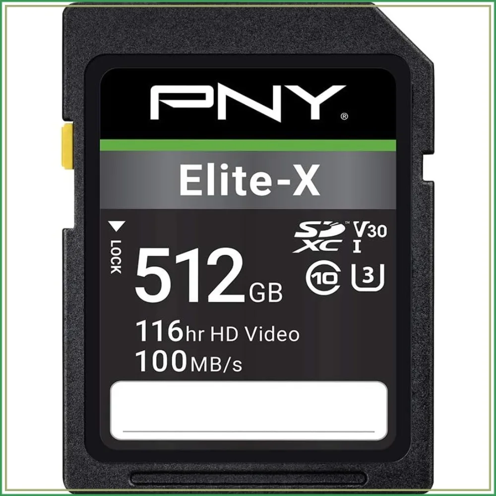 PNY 512GB Elite-X C10 U3 V30 SDXC Flash Memory Card UHS-I 4K UHD