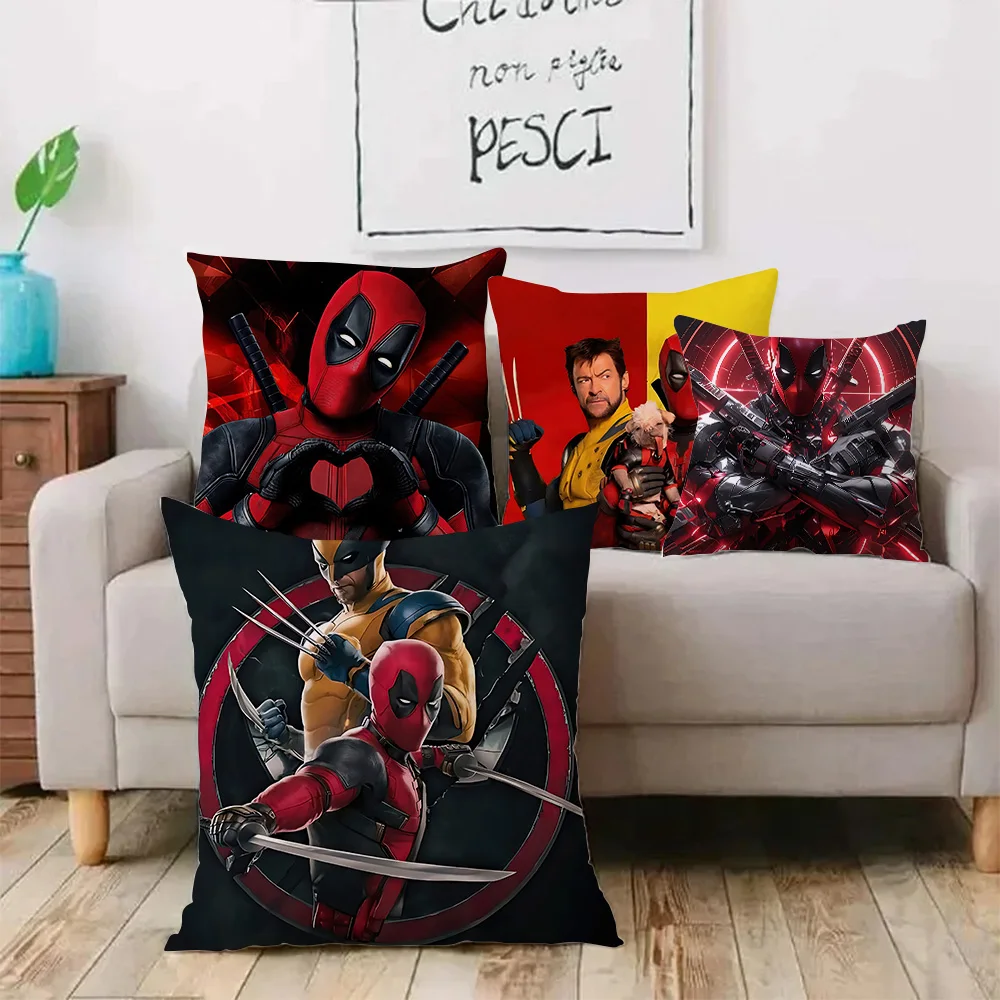 Hot Super man Deadpools Pillow Covers Cartoon Sofa Decorative Home Double-sided Printing Short Plush Cute Cushion Cover