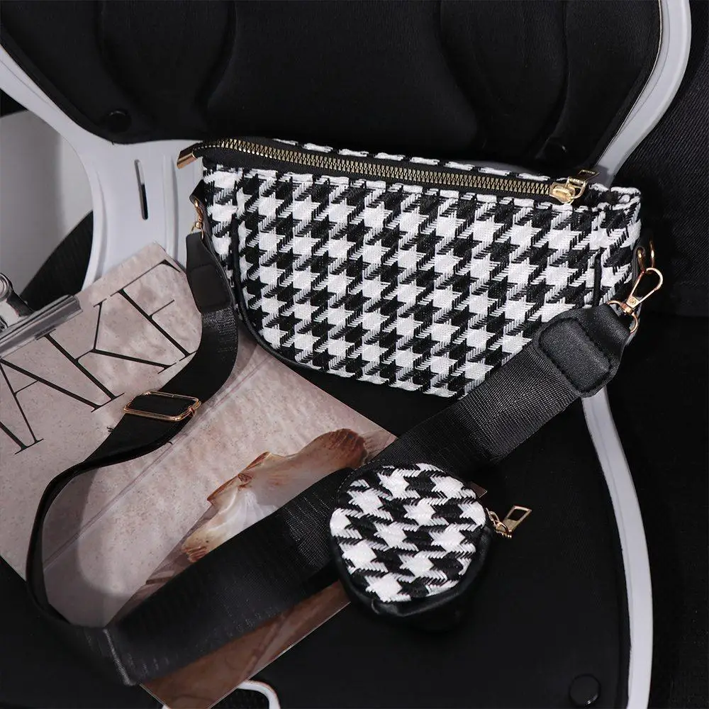 Composite Bags Casual Bag Travel Large capacity Mini Round Purse Women Crossbody Bag Plaid Print Shoulder Bag Messenger Bag