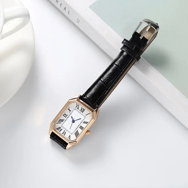 

Повседневные прямоугольные кварцевые часы с указателем времени, модные аналоговые ретро-часы с ремешком из искусственной кожи для женщин и девушек