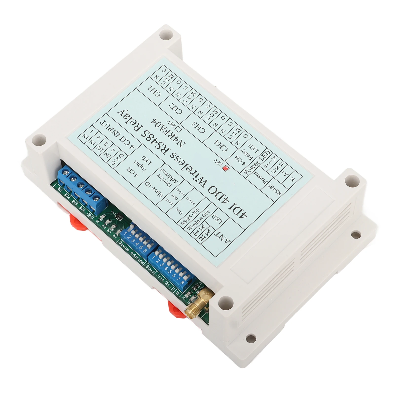 Wireless Transmitter Receiver Relay 4 Channel Wireless Relay Module 4DI 4DO 433M  Transmitter Receiver Relay with Antenna