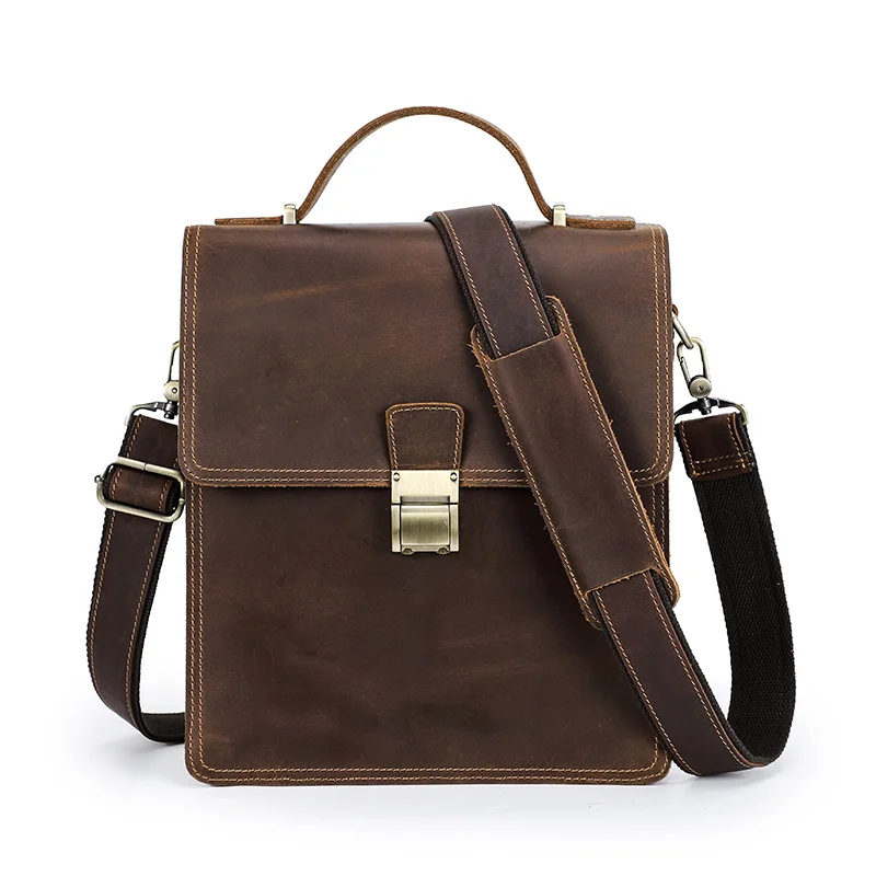 Sac à bandoulière en cuir véritable pour homme, sac à main fourre-tout décontracté pour homme, mot de passe de luxe, designer initié