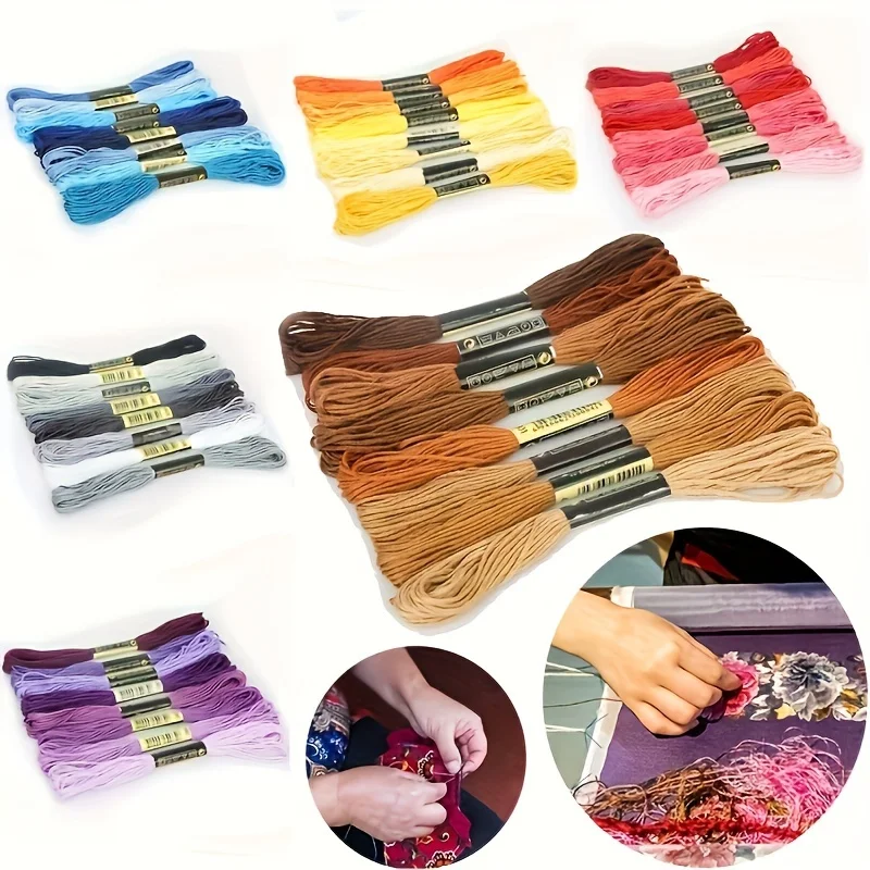 8Pcs Multicolor Similar DMC Thread Cross Stitch Cotton Sewing Skeins Embroidery Thread Floss Kit DIY Sewing Tools