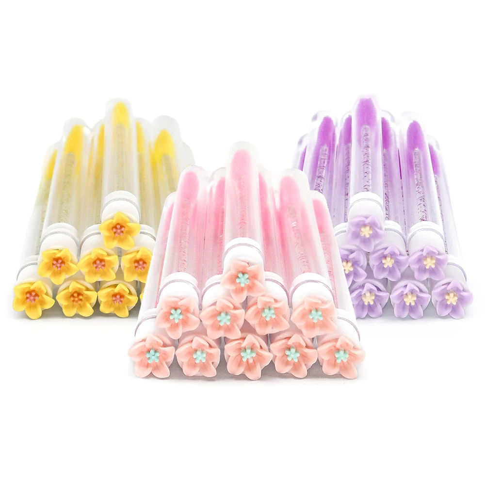 10/50 pçs tubos de escova de cílios com cristal lash rímel varinhas sobrancelha pente carretéis recipiente lash escova aplicadores ferramentas de maquiagem