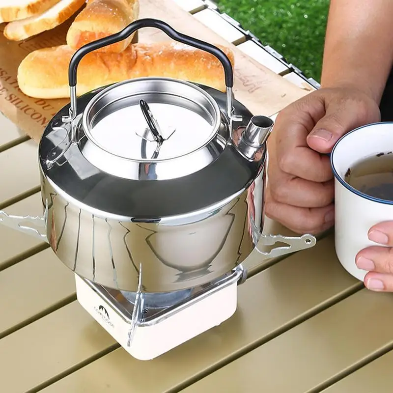 Camping Teapot Kettle Stainless Steel Boiling Water Camp Tea Pot 1.2L Capacity Lightweight Fast Heating For Travel Outdoor image 3