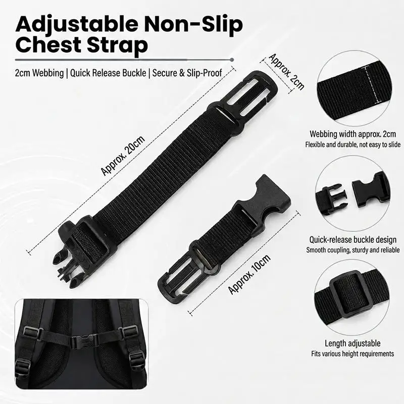 Universal Backpack Chest Strap Durable Adjustable Quick Release Buckle Perfect for Kids School Backpack Non-slip