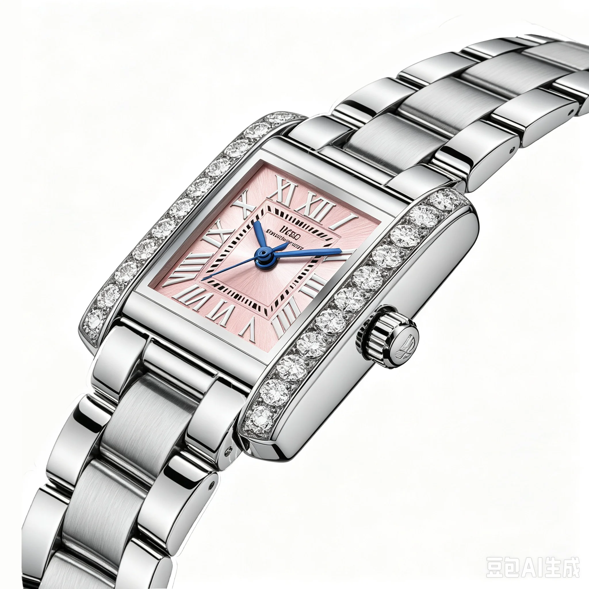 Luxury Brand Women Watch Rectangular Dial Pink Waterproof Exquisite Green Hand Clock Female Gift Luxury Ladies Wristwatch Silver