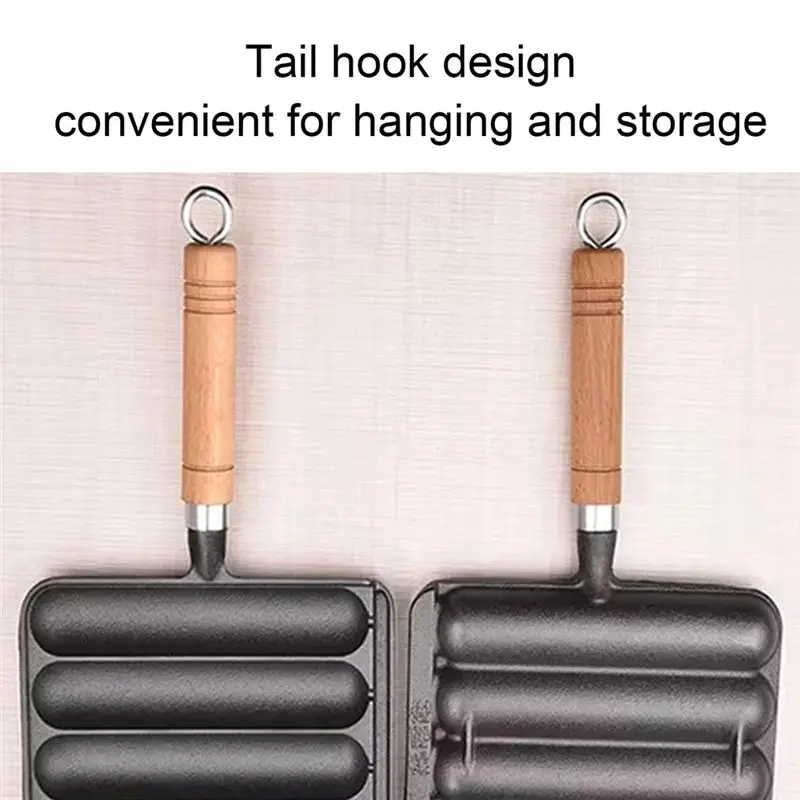 ABVT-Cast Iron Sausage Pan, Pot For Grilled Sausage Cooking, Home Pre Seasoned Grilled Sausage Pot Durable 20X15cm Horizontal
